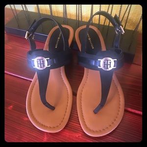 Tommy Hilfiger sandals Sz 9M black/gold